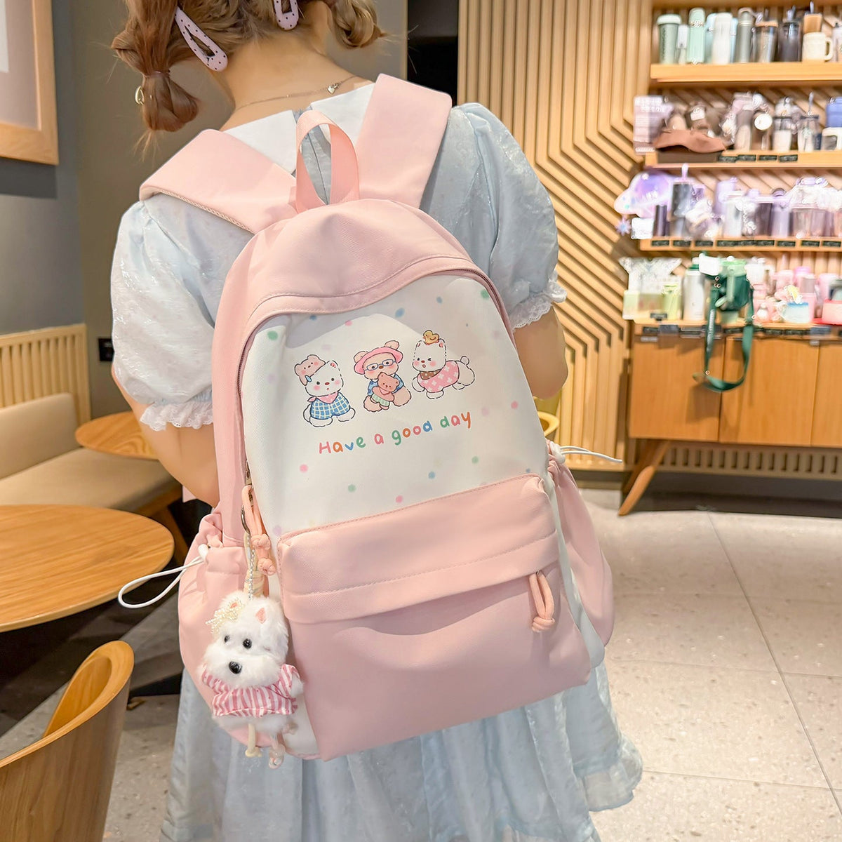Cute Illustrated Animal-Themed Backpack LoungeYard — product view 2