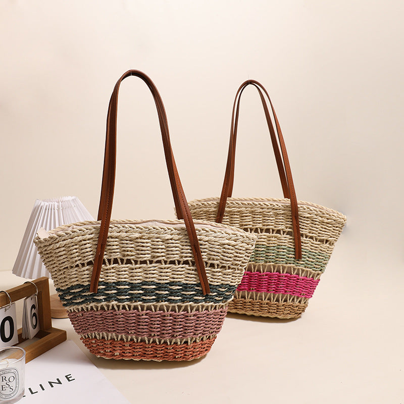 Stylish basket bag with sturdy leather handles LoungeYard — product view 1