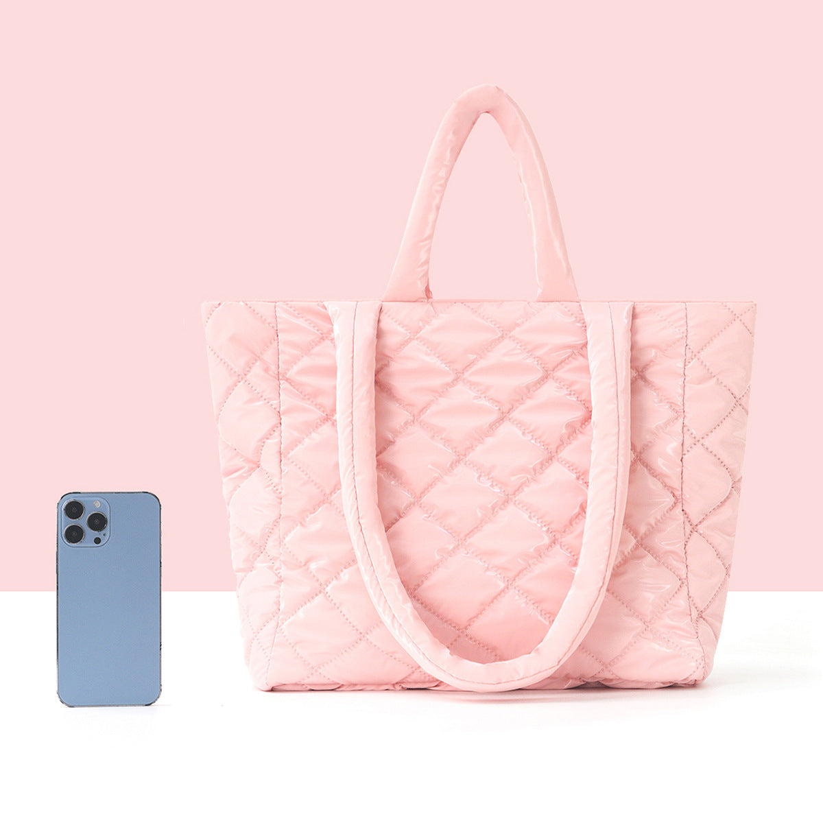 Padded Tote Bag in Modern Check Design LoungeYard — product view 3