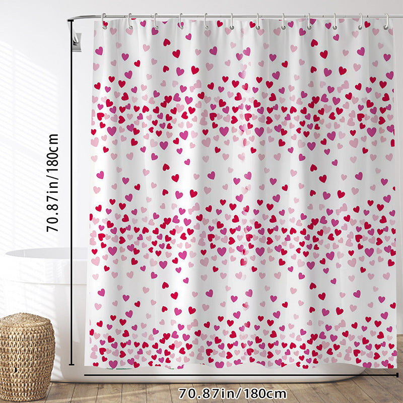 Heart Patterned Shower Curtain LoungeYard — product view 3