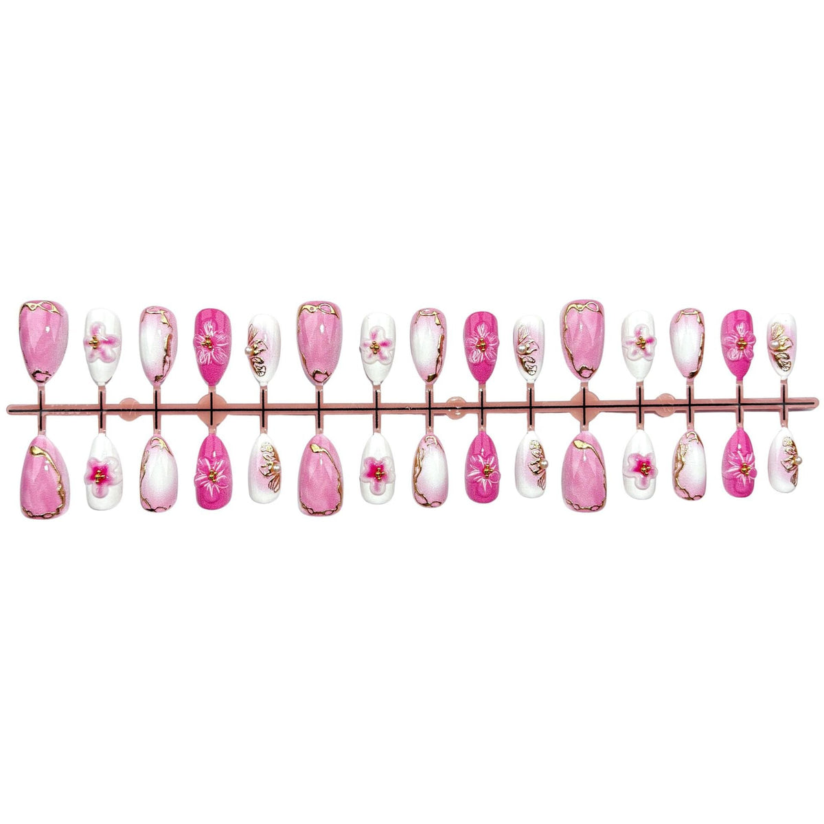 Decorative Floral Nail Art Press-On Set — product view 4