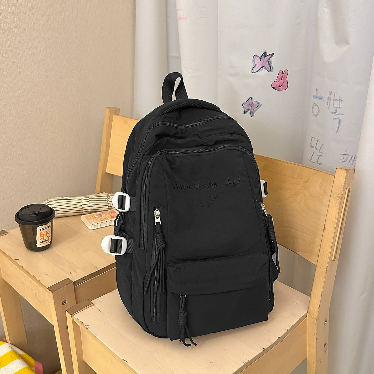 Multi-Pocket Casual Backpack with Inspirational Quote LoungeYard — product view 6