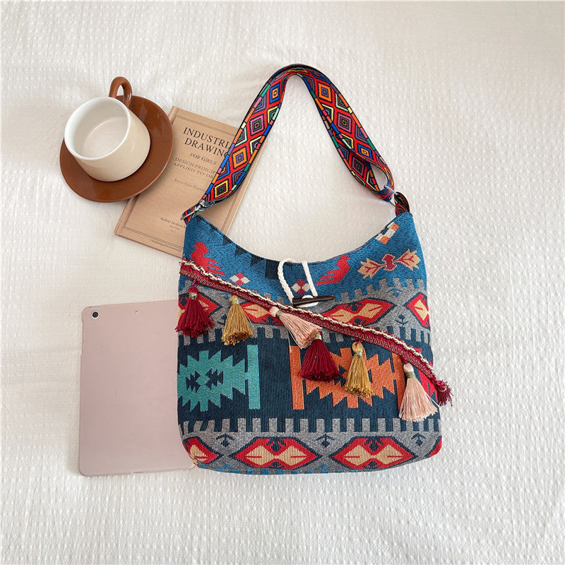 WoEthnic Patterned Flap Hobo Bag LoungeYard — product view 2