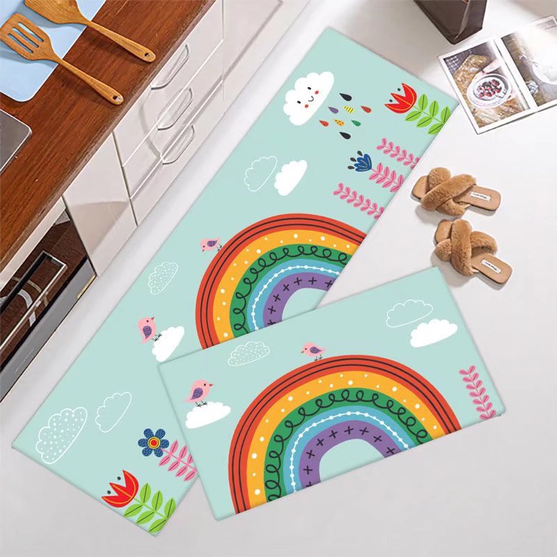 Marble-Pattern Kitchen Runner Mat Set Bowlift — product view 3