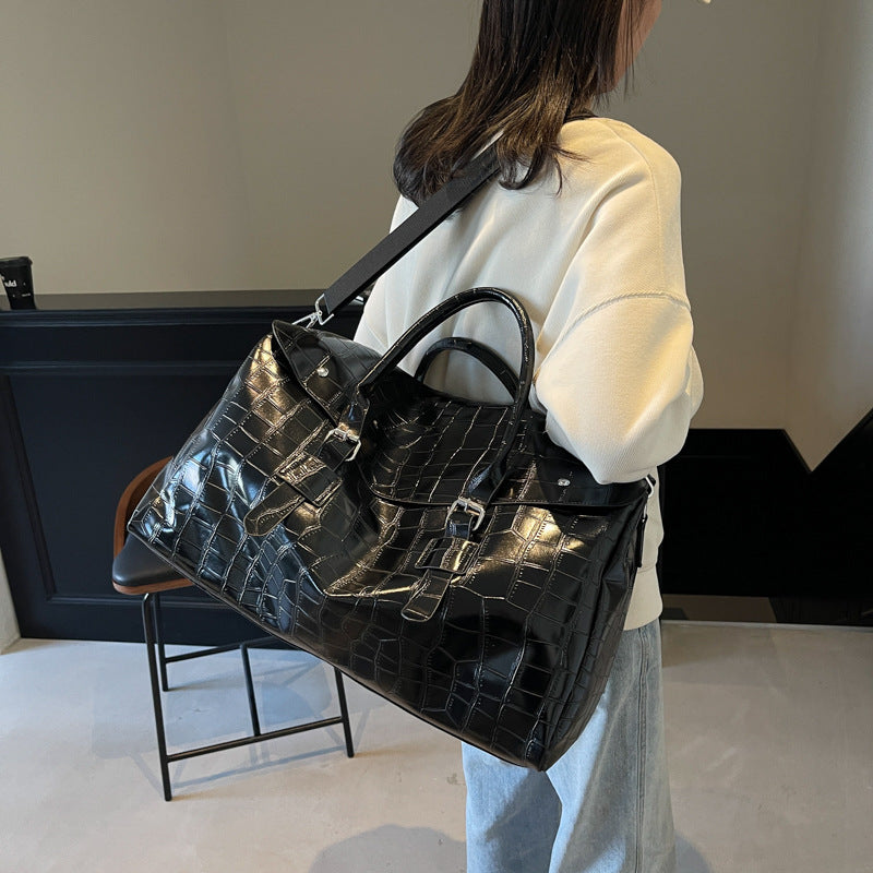 Crocodile Texture Luxury Travel Duffle Bag LoungeYard — product view 2