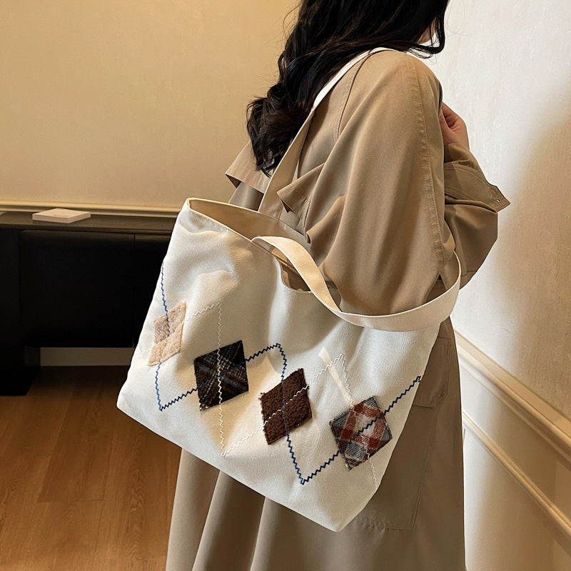 Decorative Patterned Canvas Tote Bag LoungeYard — product view 3