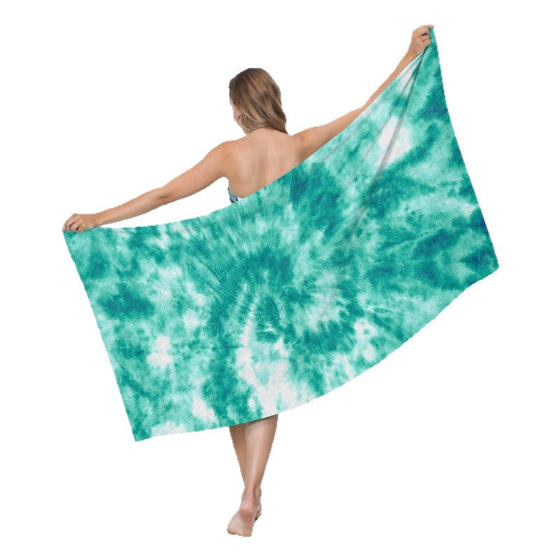 generously cut beach towel with TIE-DYE pattern LoungeYard — product view 3