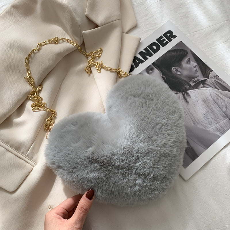 Stylish Heart-Shaped Plush Handbag — product view 3