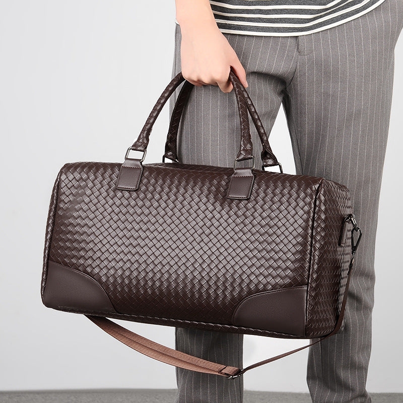 Premium Woven Leather Weekender Bag LoungeYard — product view 1