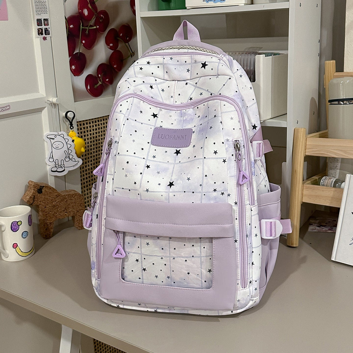 Star-Patterned Multi-Compartment Backpack LoungeYard — product view 7