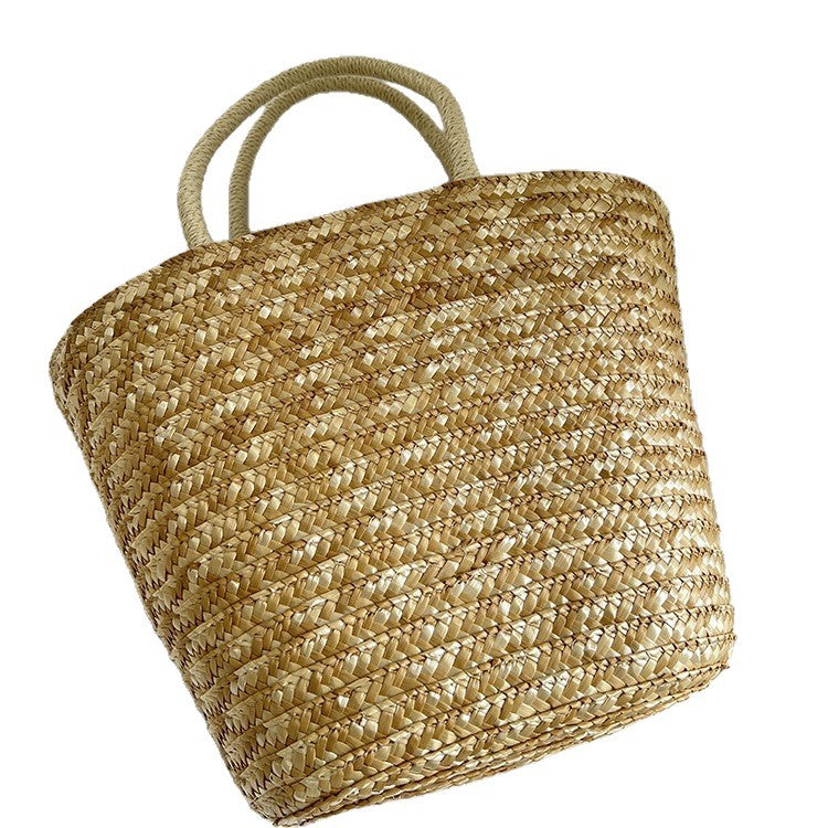 Handmade straw bag with colorful lemon motif LoungeYard — product view 5