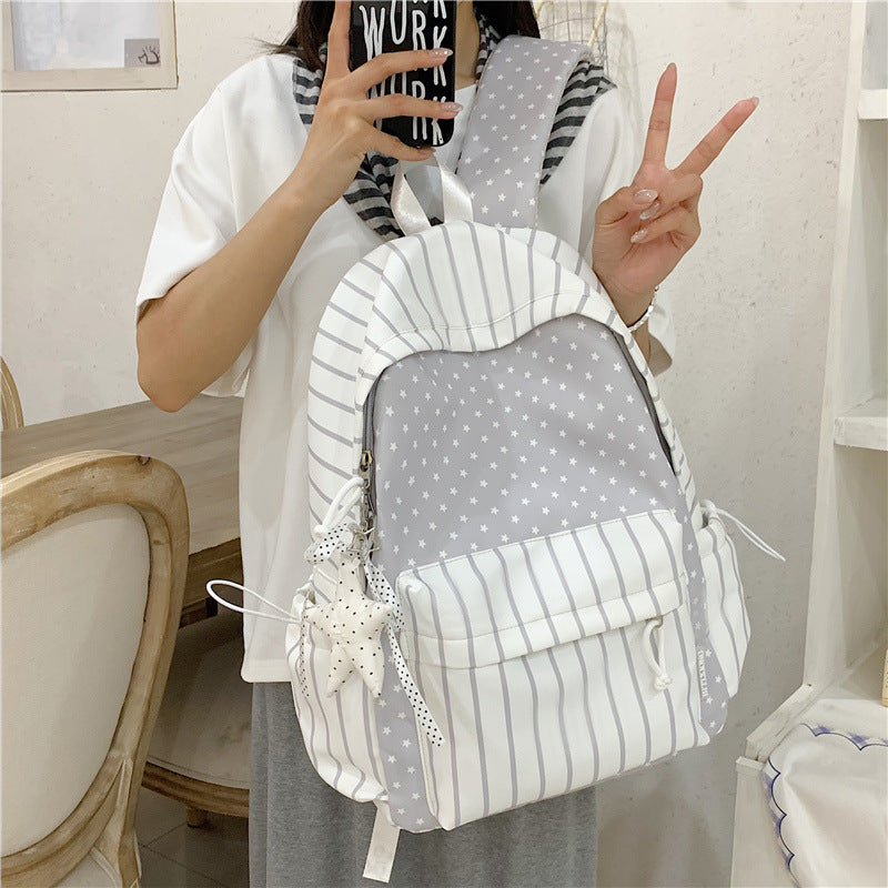 Charming Striped Patterned Backpack LoungeYard — product view 3