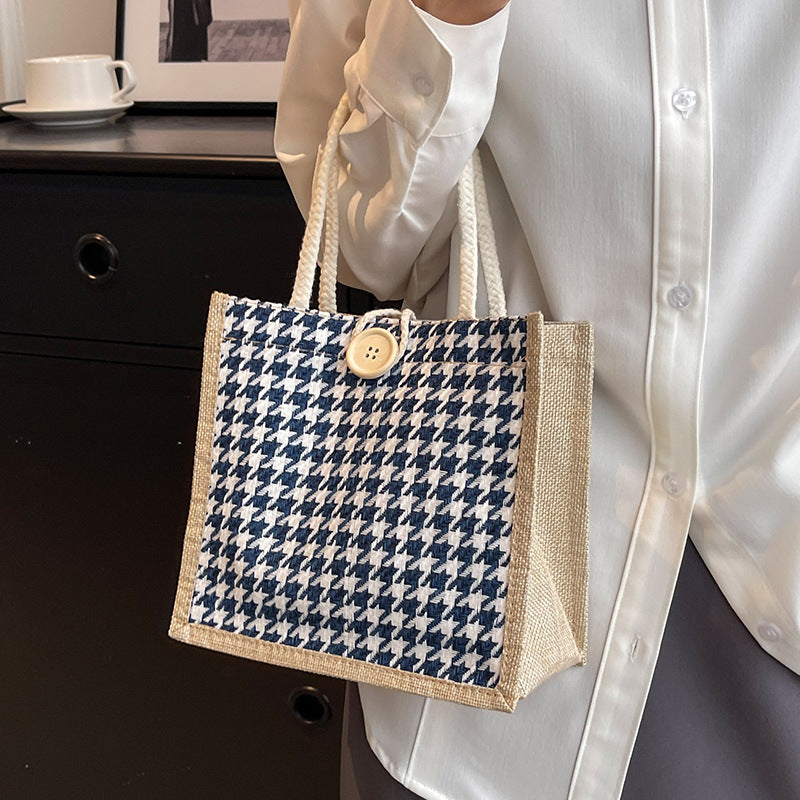 Handcrafted Houndstooth Tote Bag — product view 3