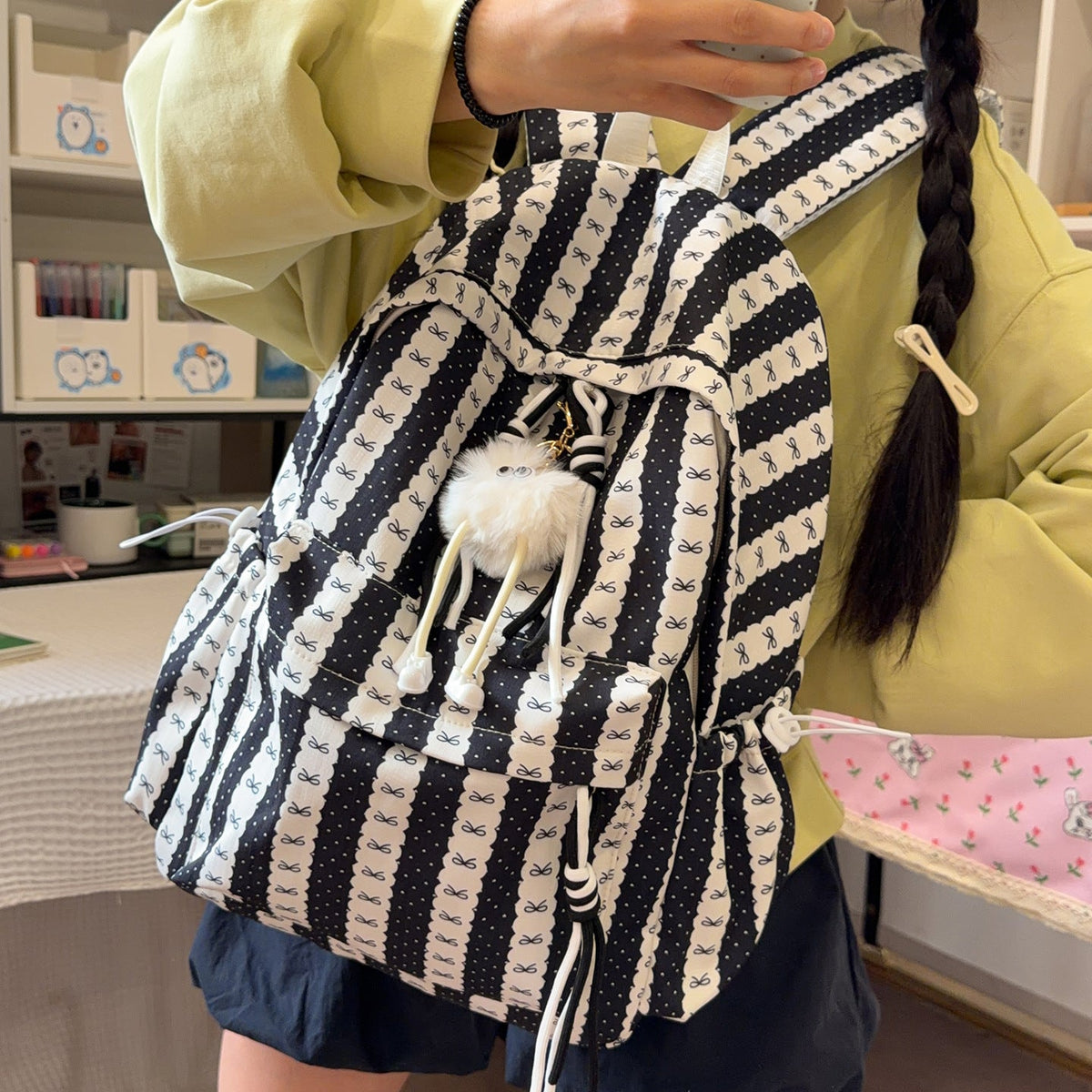 Cute Bow-Embellished Backpack LoungeYard — product view 3