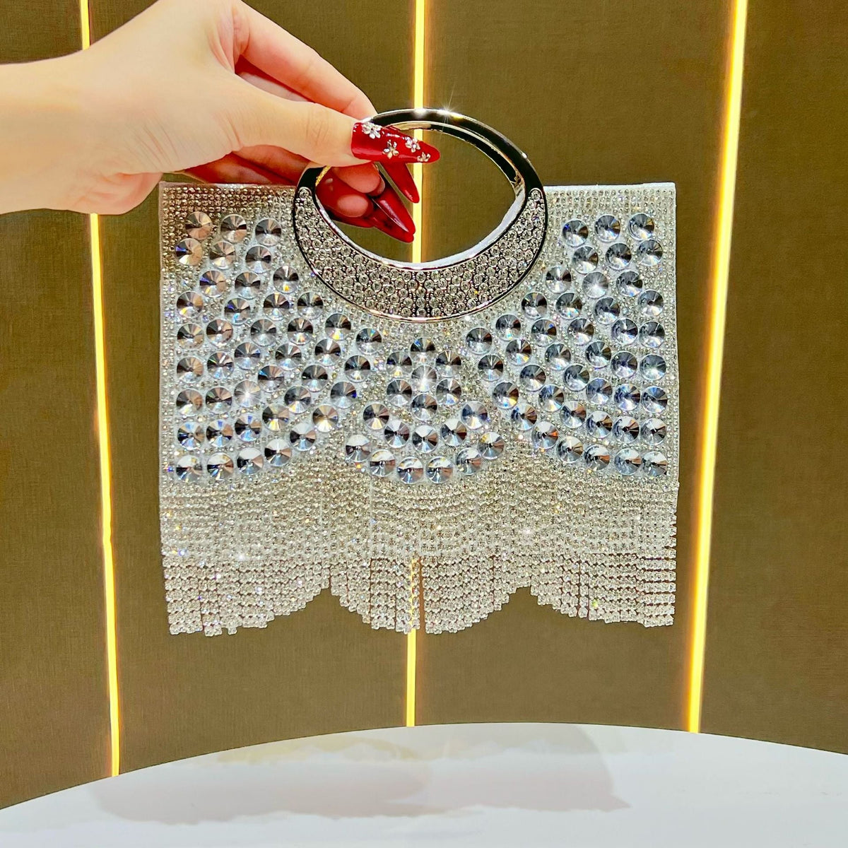 Rhinestone Fringe Evening Clutch — product view 7