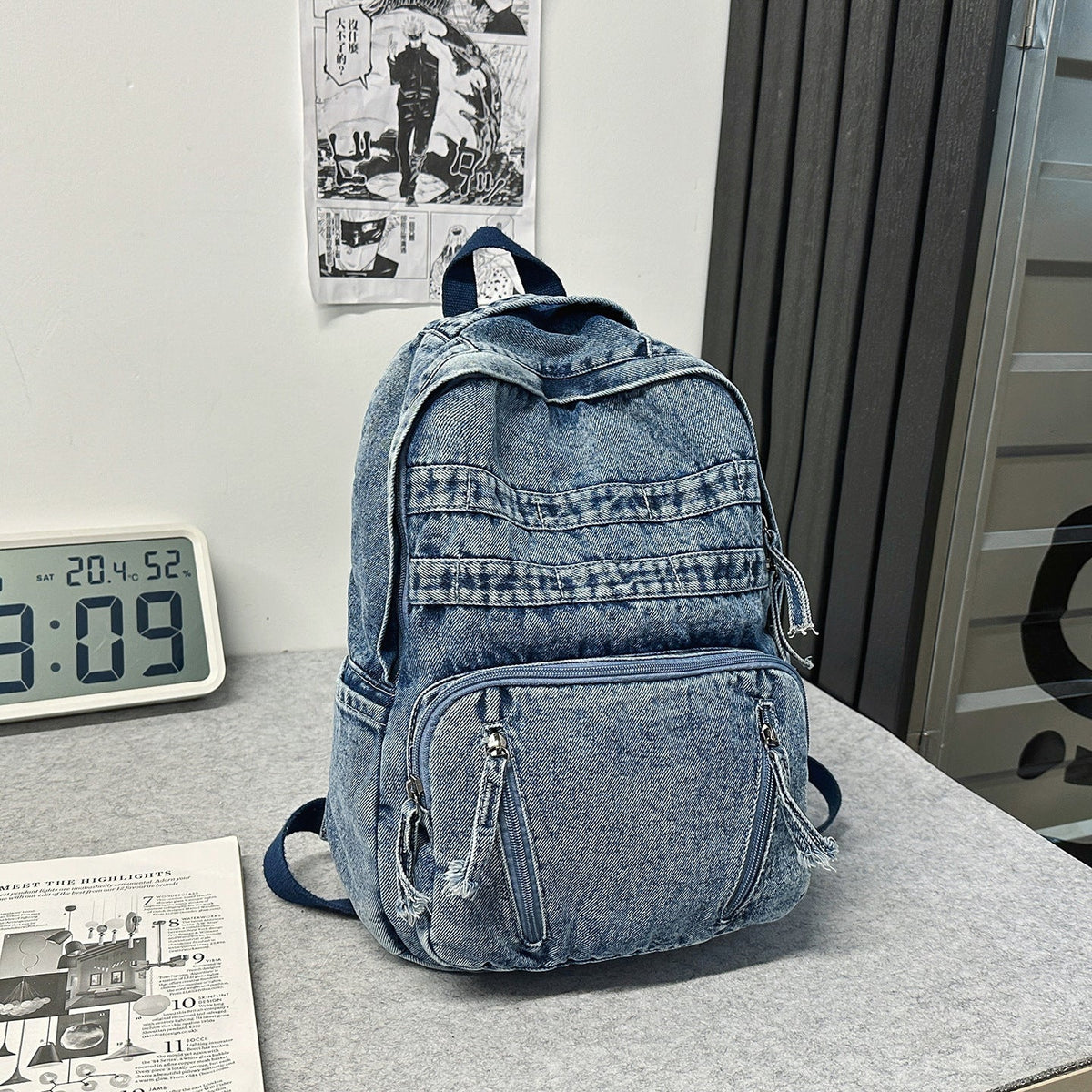 Durable Denim Fabric Backpack LoungeYard — product view 6