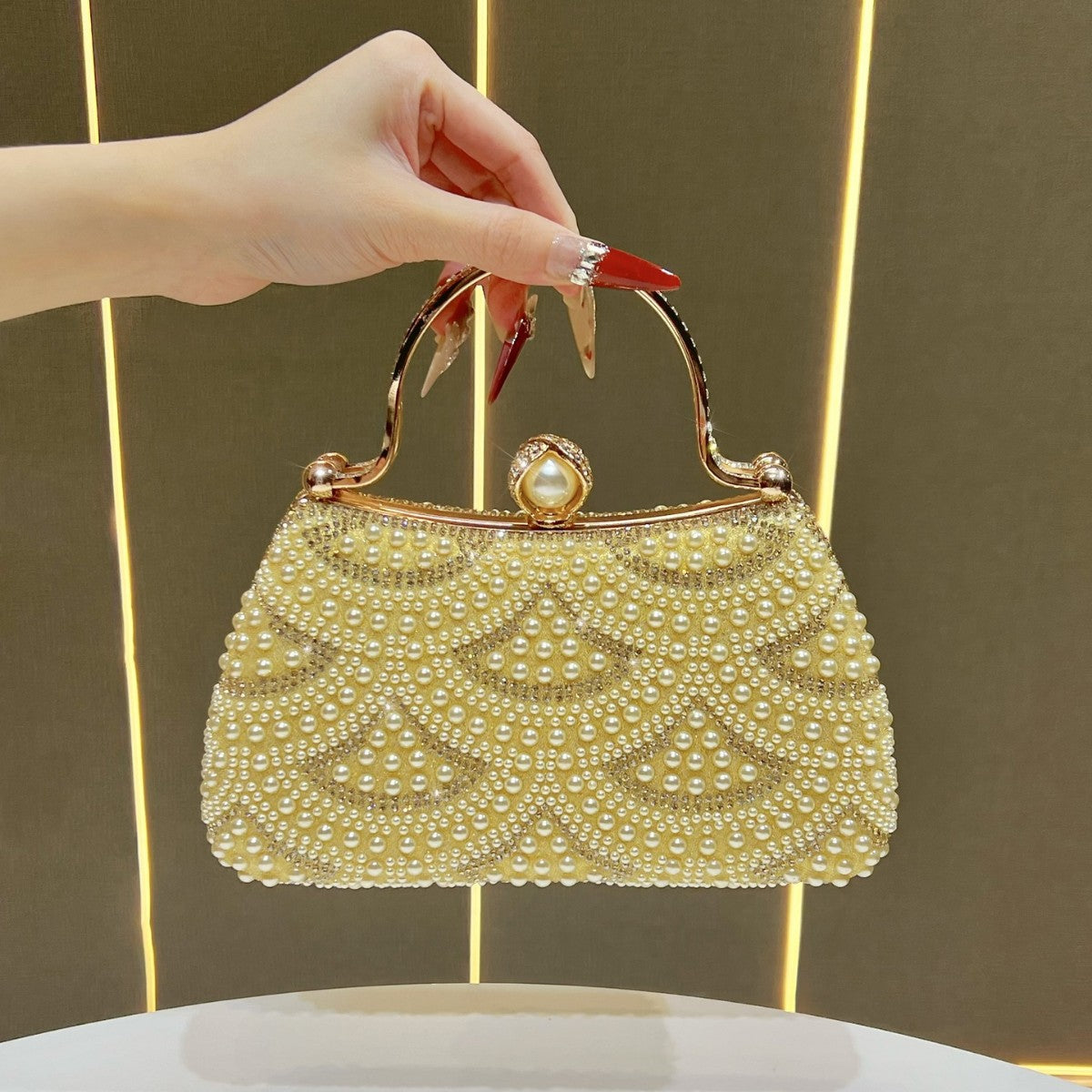Vintage Pearl-Embellished Handbag — product view 1