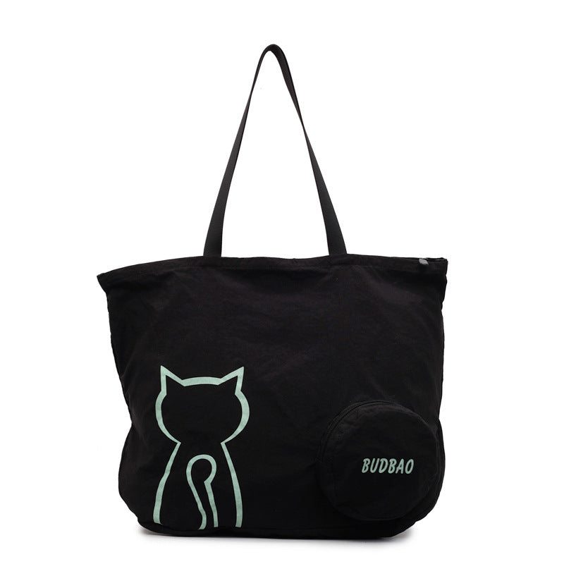 Tote bag with stylish cat design and generous storage space LoungeYard — product view 4