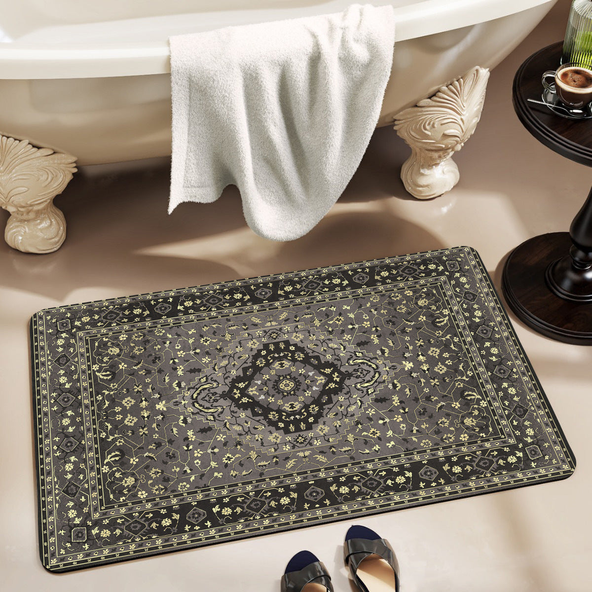 Luxurious Floral Pattern Bath Mat LoungeYard — product view 1
