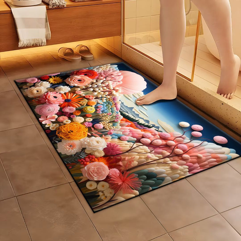 Artistic Floral Design Bath Mat LoungeYard — product view 3