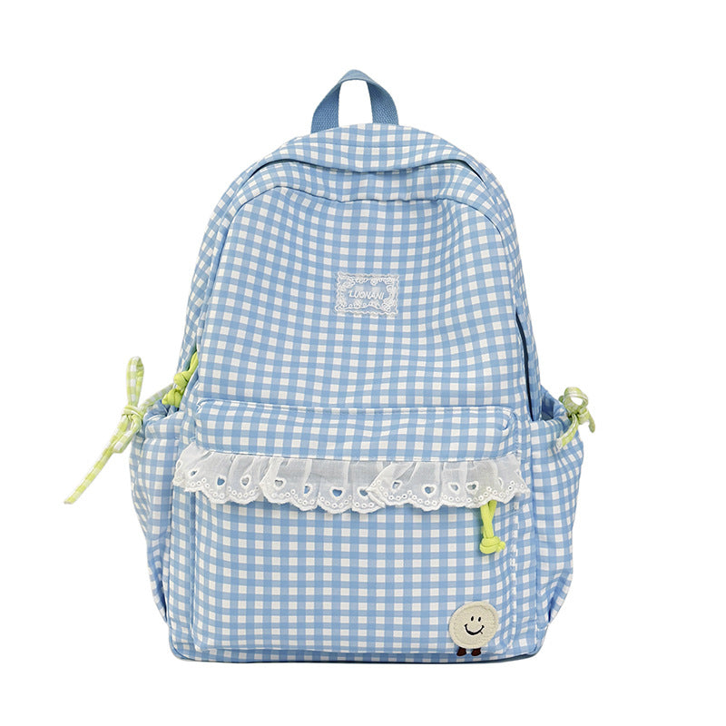 Cute Gingham Print Backpack LoungeYard — product view 5