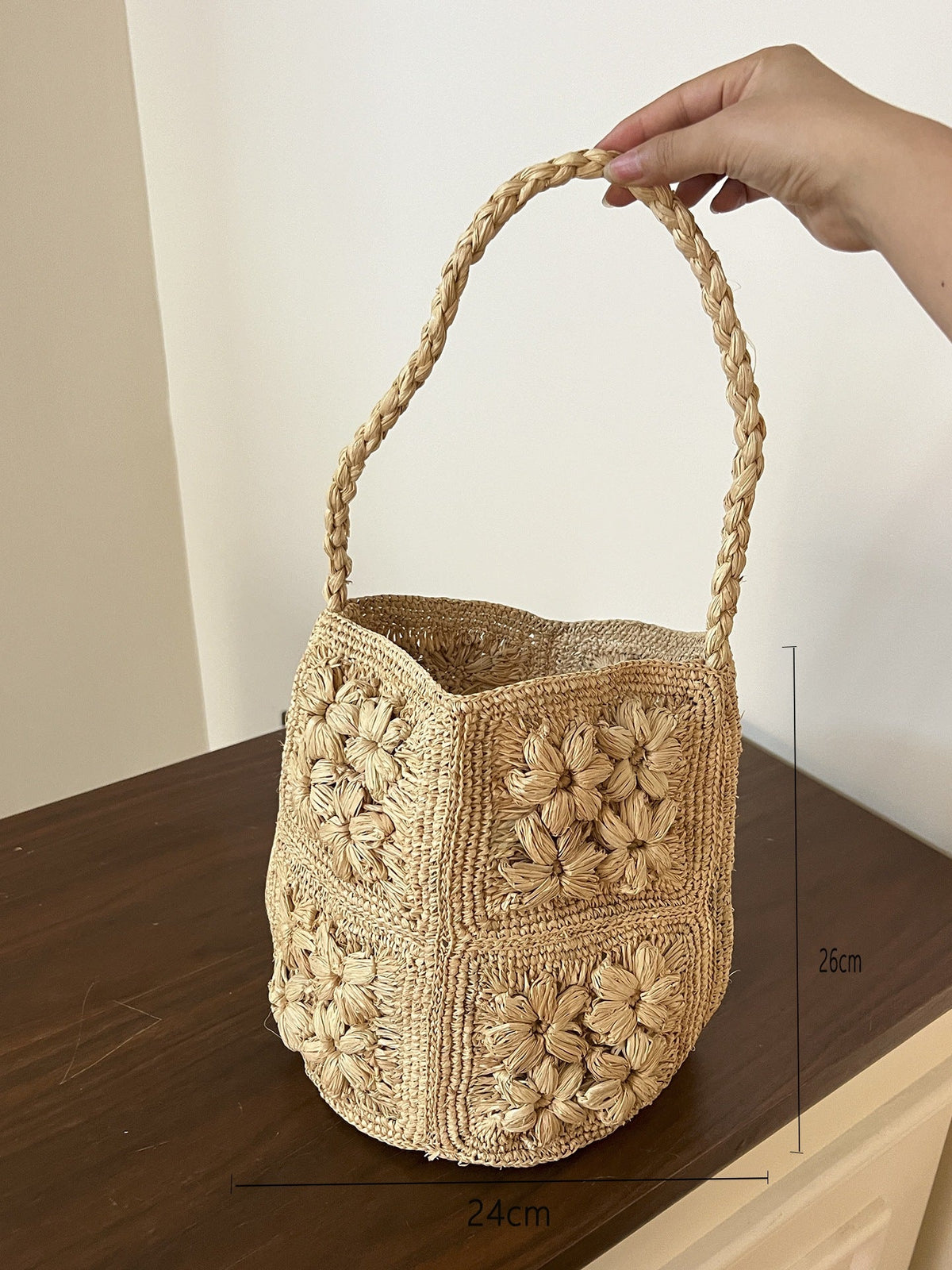 Handmade basket bag with braided handle LoungeYard — product view 7