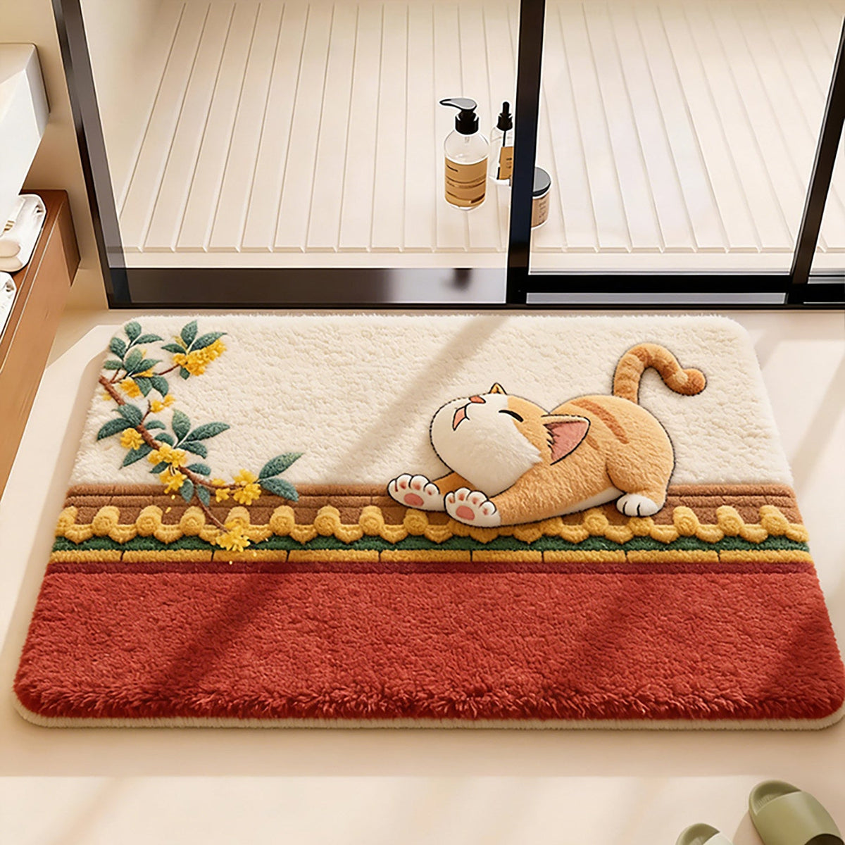 Decorative Cat-Themed Bath Mat — product view 1