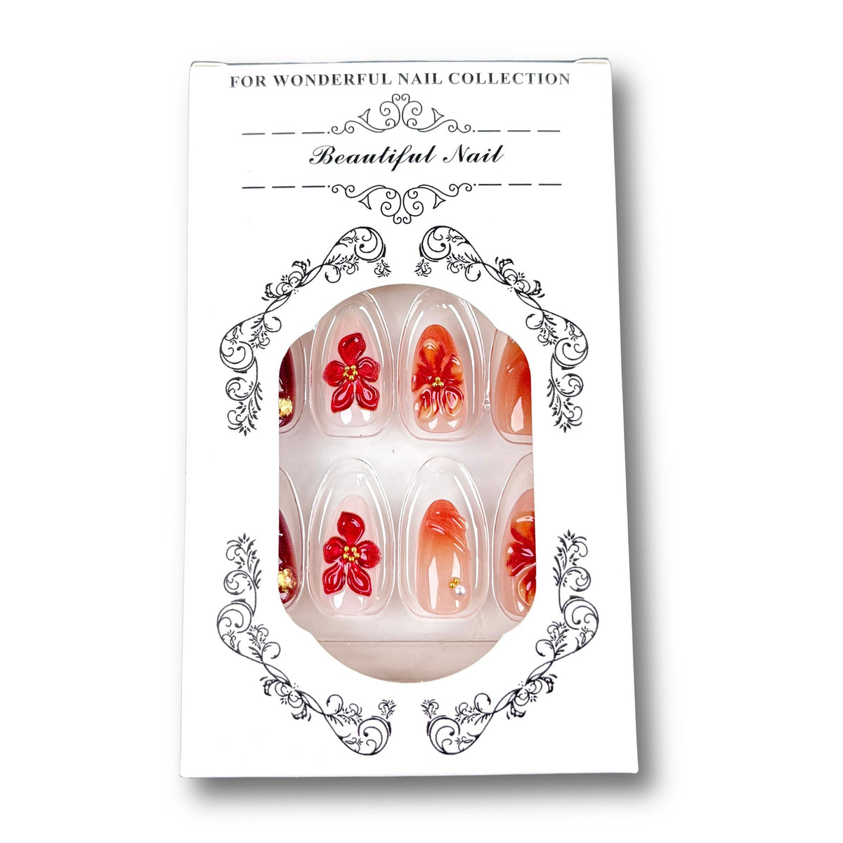 Artistic Press-On Nail Set with Floral Design — product view 5