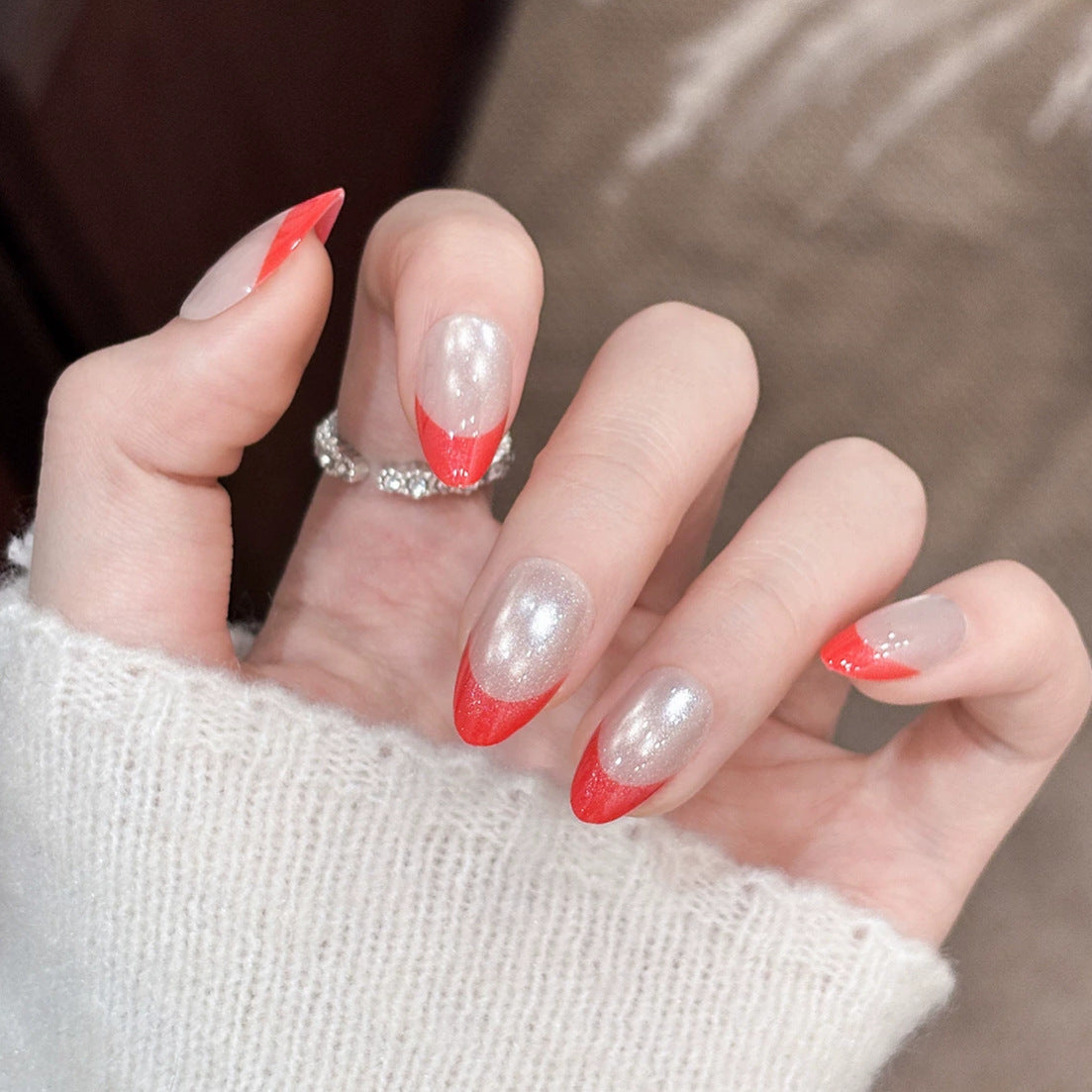 Glossy French Tip Press-On Nails — product view 4