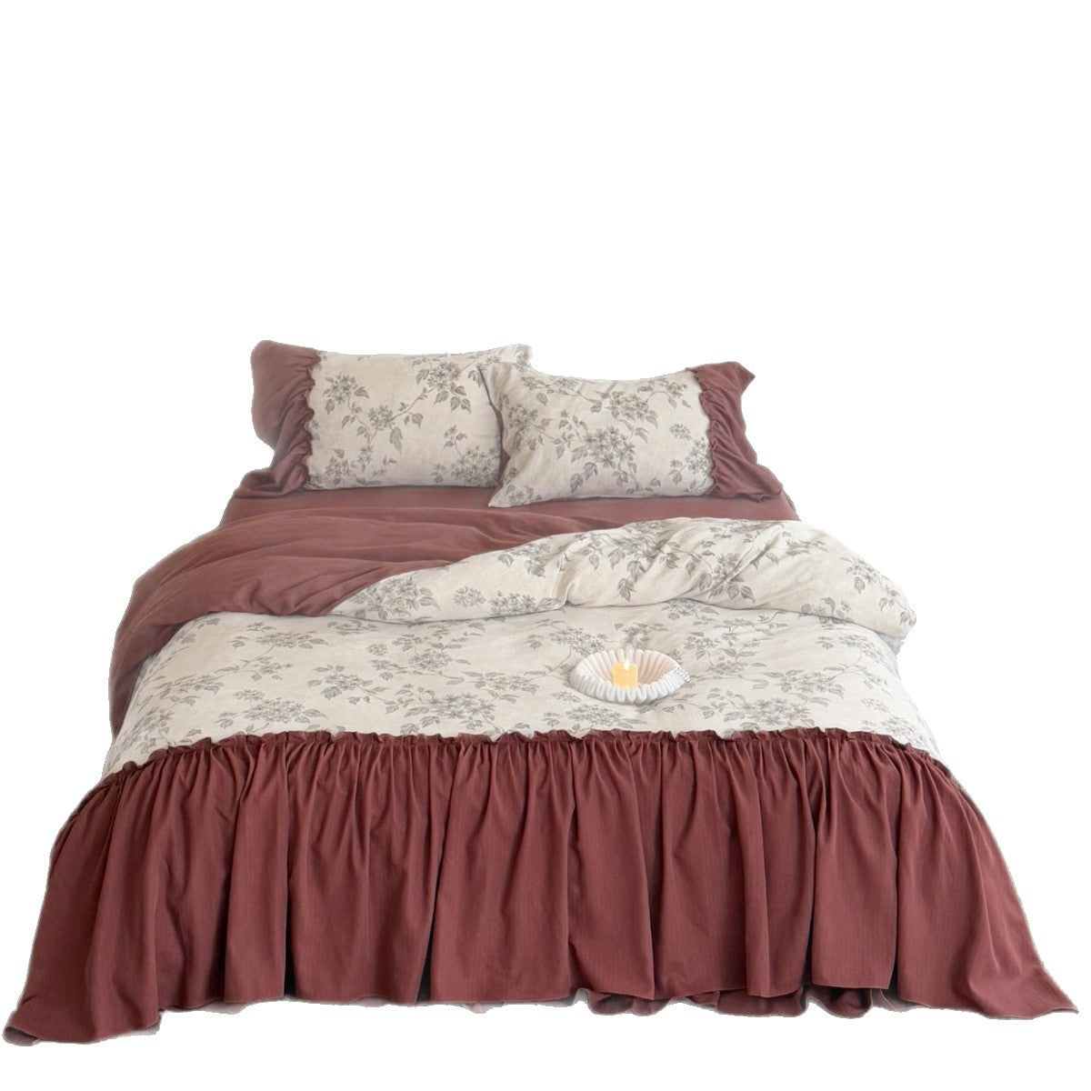 Romantic duvet cover set with ruffle and vintage floral pattern — product view 5