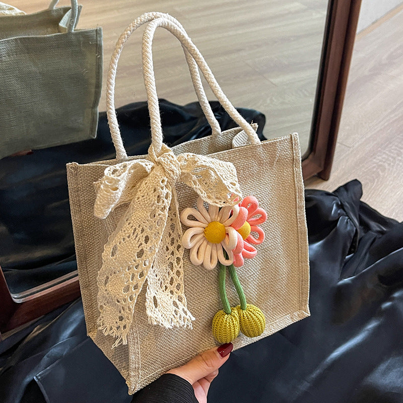 Decorative Floral Accent Tote Bag — product view 7