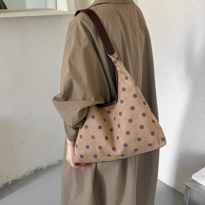 Polka Dot Suede Shopping Tote — product view 7