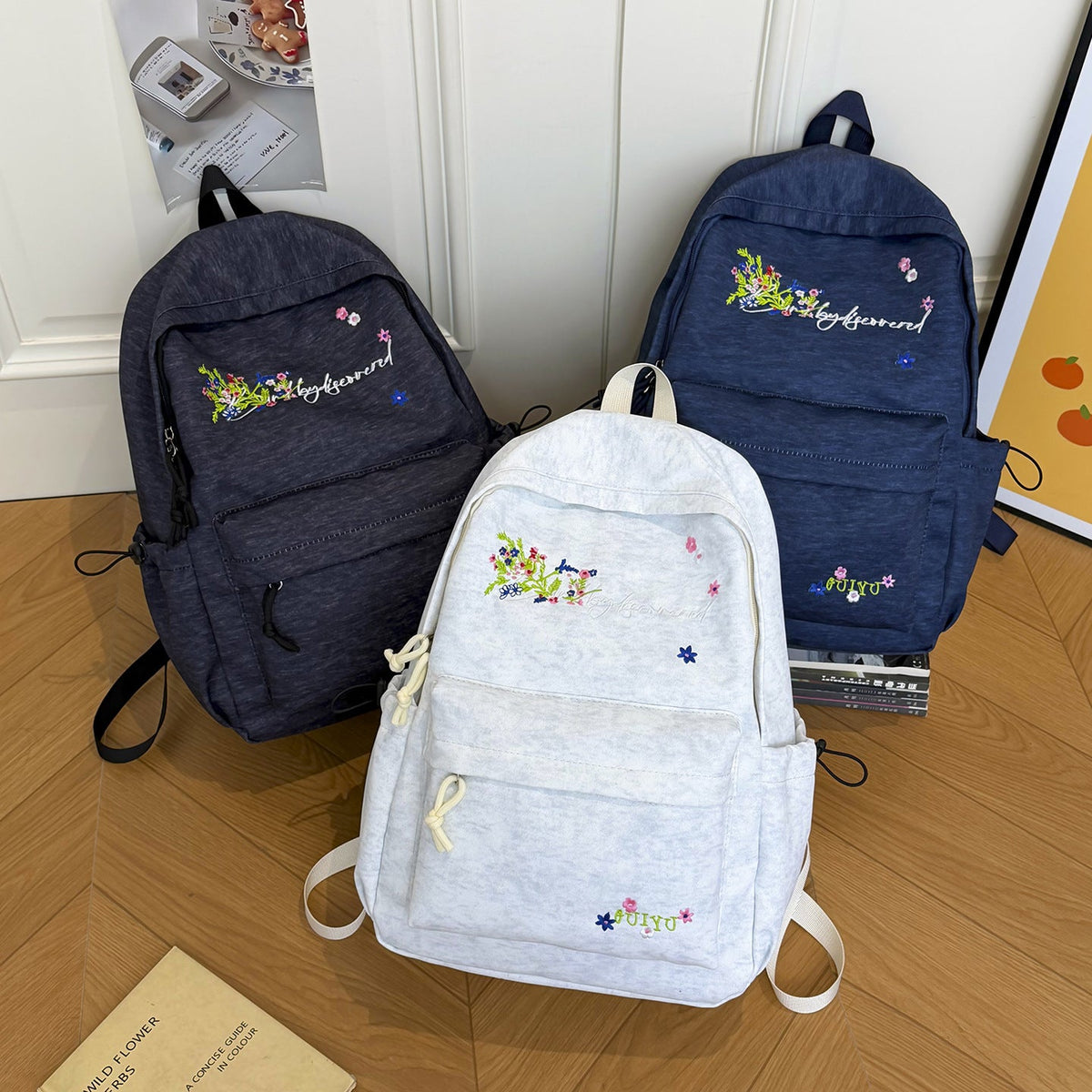 Floral Embroidered Backpack LoungeYard 1791206093 — product view 4