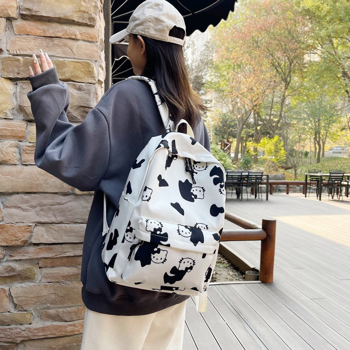 Cartoon Character Print Backpack LoungeYard — product view 4