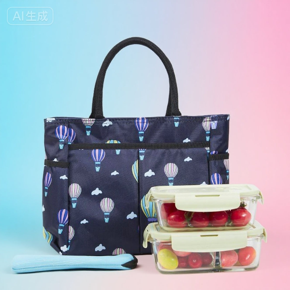 Floral Print Multi-Pocket Tote Bag LoungeYard — product view 3