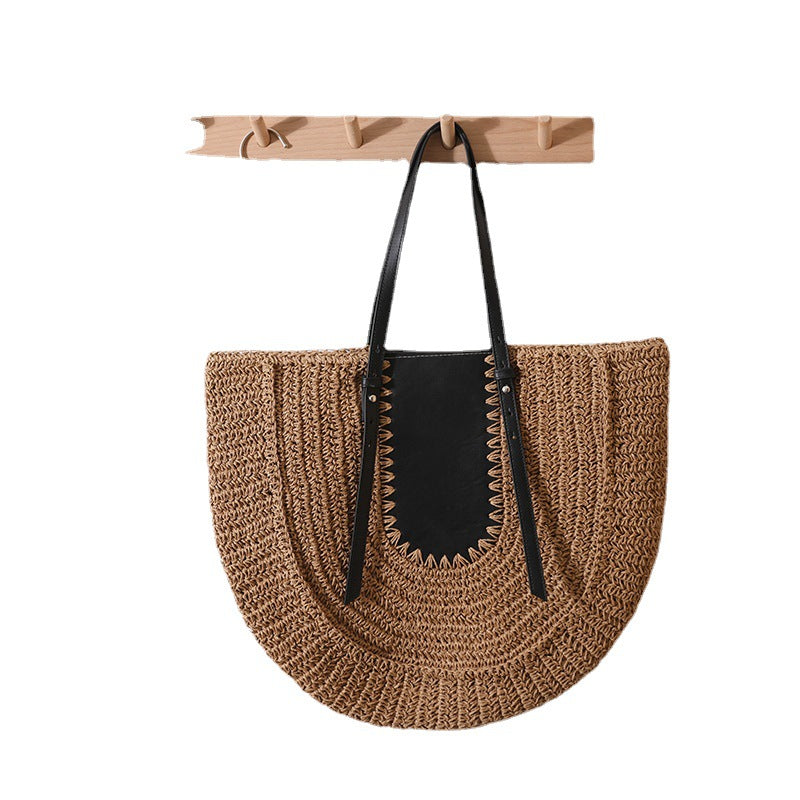 Elegant Handmade Straw Bag with Leather Accents LoungeYard — product view 5
