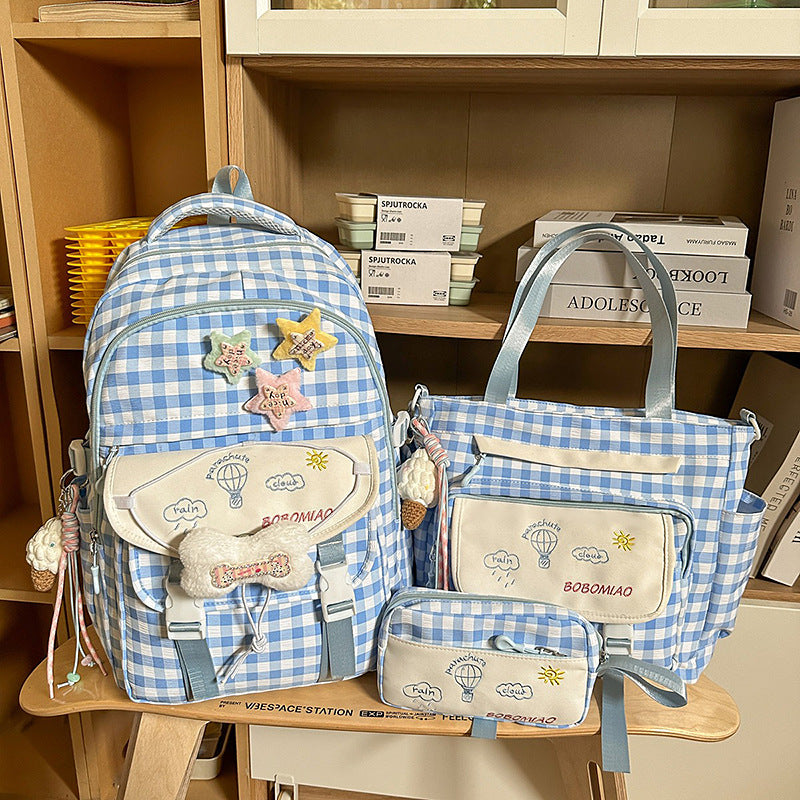 Stylish Gingham Check Pattern Backpack — product view 2