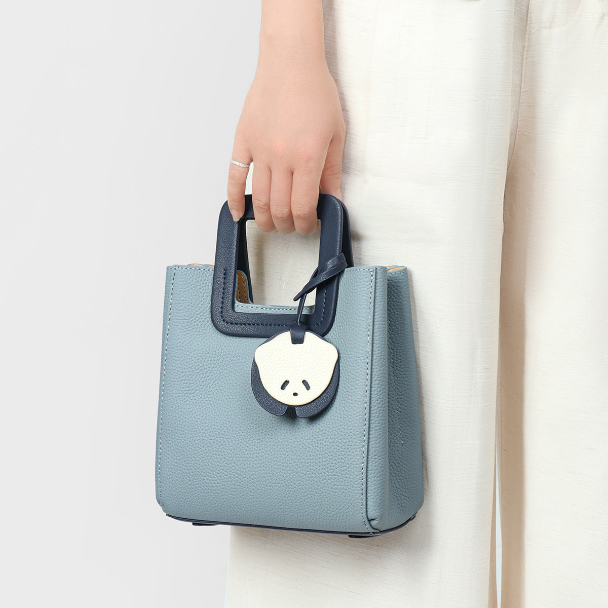 Petite Structured Pebbled Square-Handle Mini Tote — product view 4