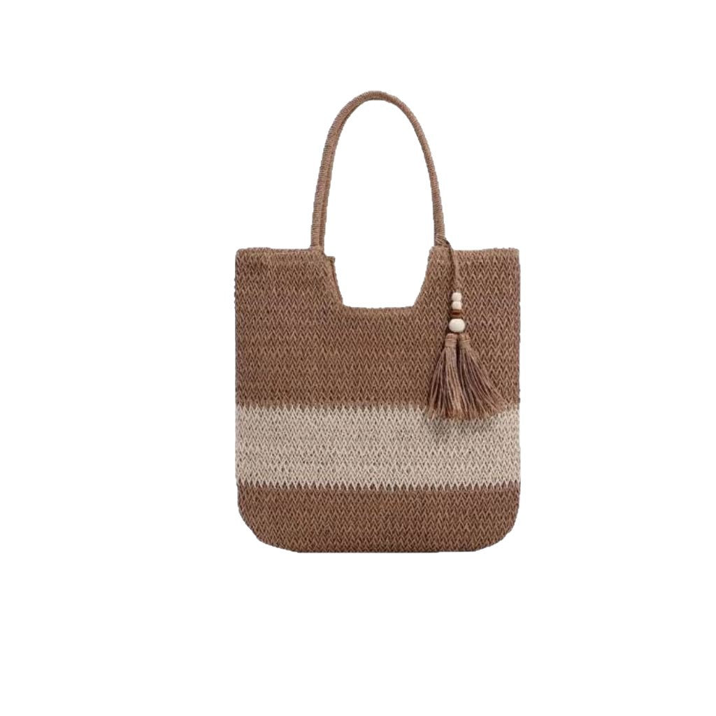 Macrame Tote Bag with Fashionable Tassel Accent LoungeYard — product view 5