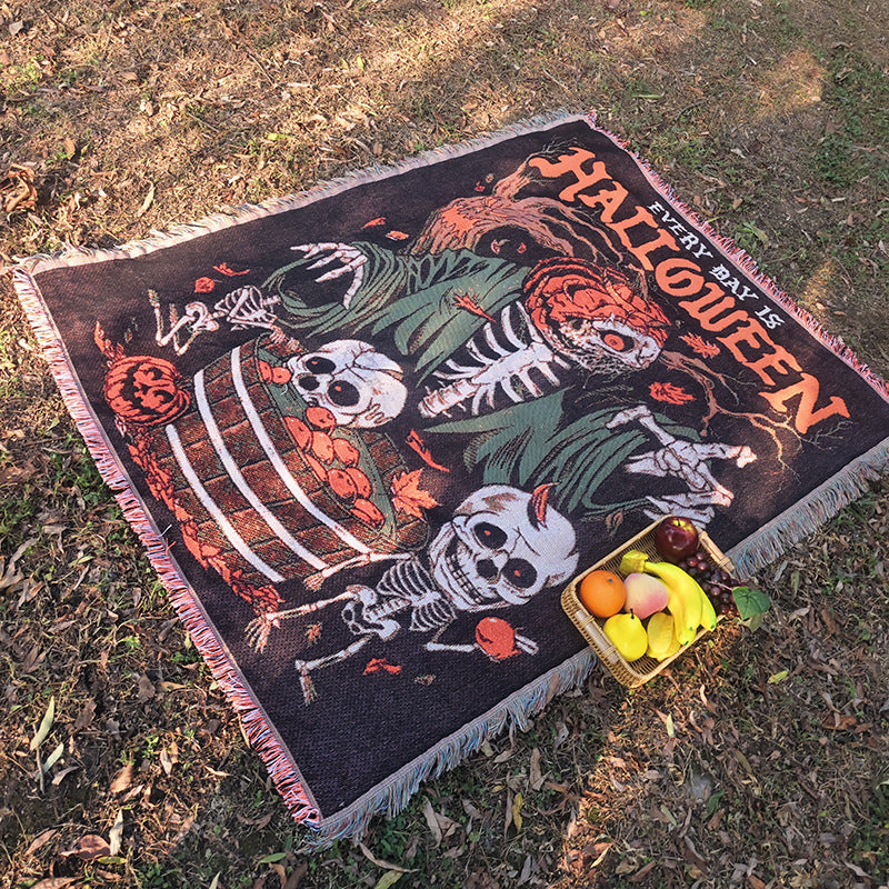 Halloween-Themed Tapestry Throw Blanket — product view 3