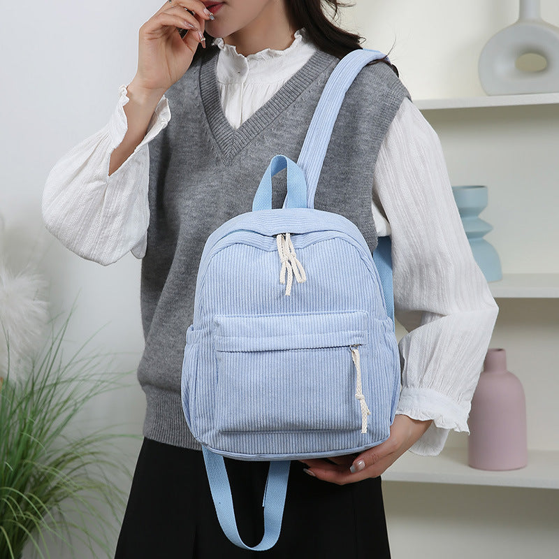 Cord-Backpack with Practical Front Pocket LoungeYard — product view 2