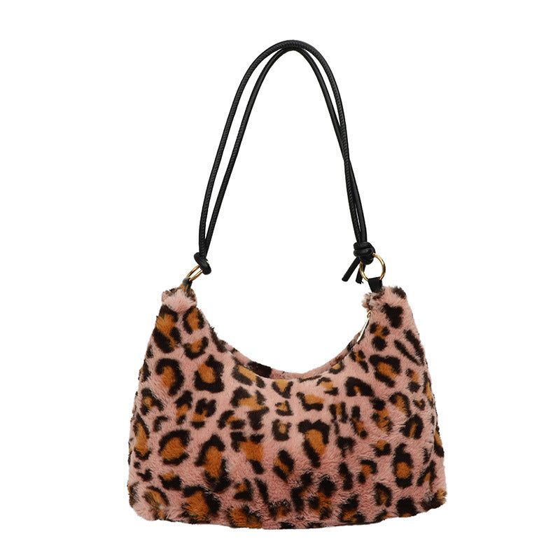 Plush Leopard Print Shoulder Bag — product view 1