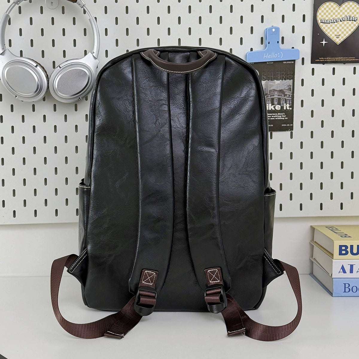 Durable Vintage Leather Backpack LoungeYard — product view 4