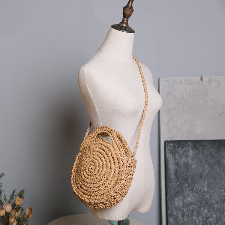 Handcrafted Round Wicker Bag with Elegant Closure LoungeYard — product view 4