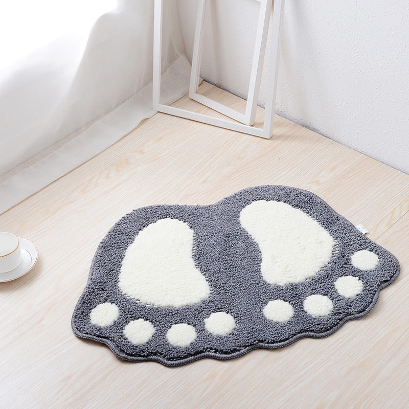 Paw Print Shaped Plush Bath Mat Bowlift — product view 2
