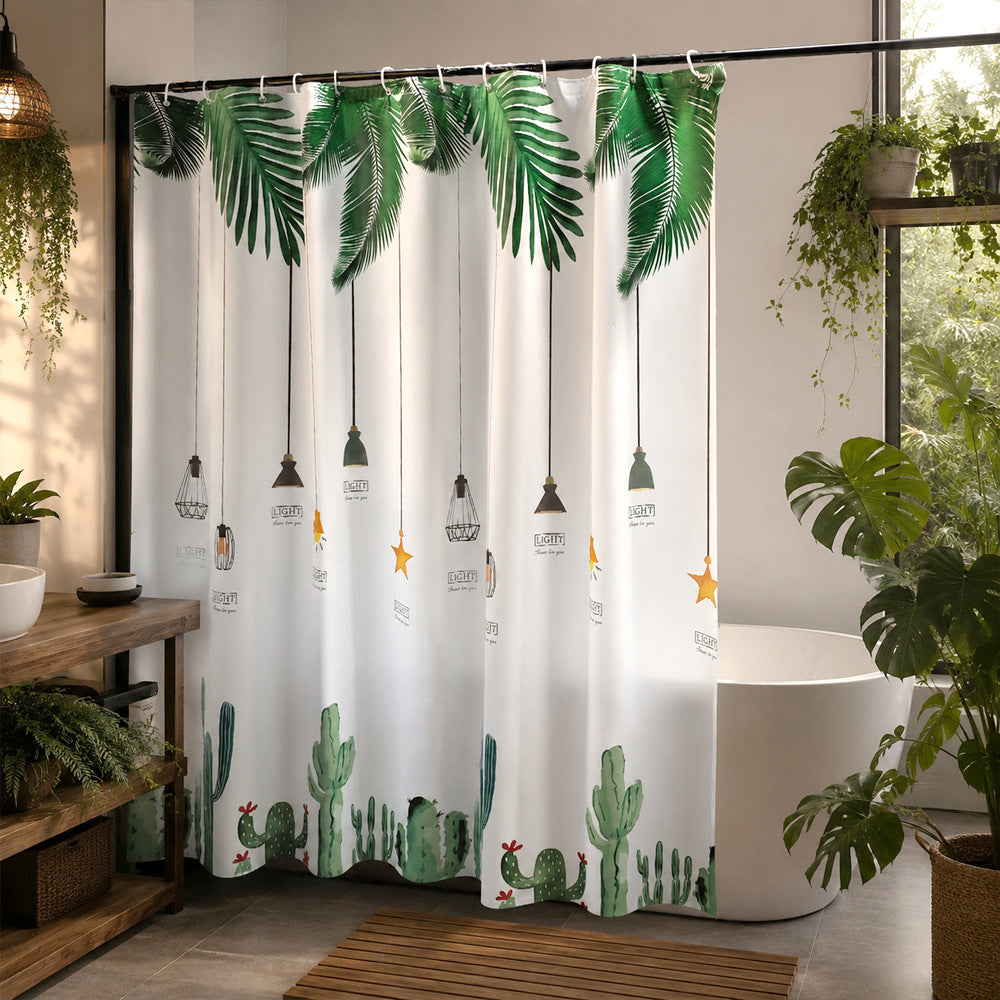 Tropical-Inspired Botanical Shower Curtain LoungeYard — product view 1