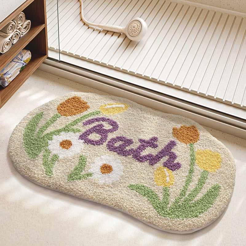 Floral Patterned Bathroom Rug — product view 2