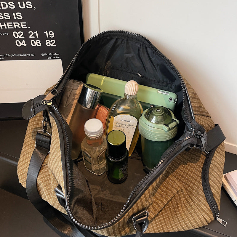Sporty Travel Bag With Stylish Checkered Pattern LoungeYard — product view 3