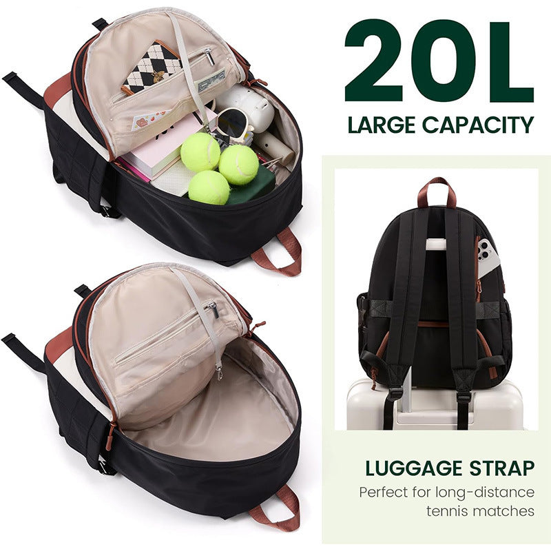 Multifunctional Tennis Backpack with Integrated Shoe and Bottle Compartment LoungeYard — product view 3