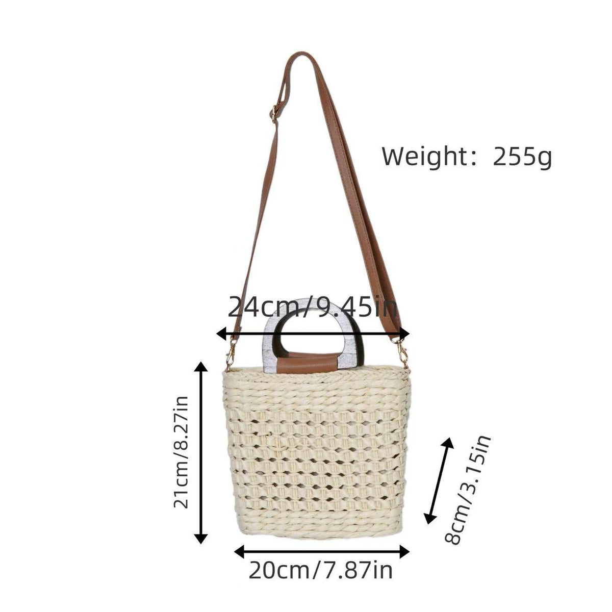 Woven natural material handbag with comfortable shoulder carrying device LoungeYard — product view 6